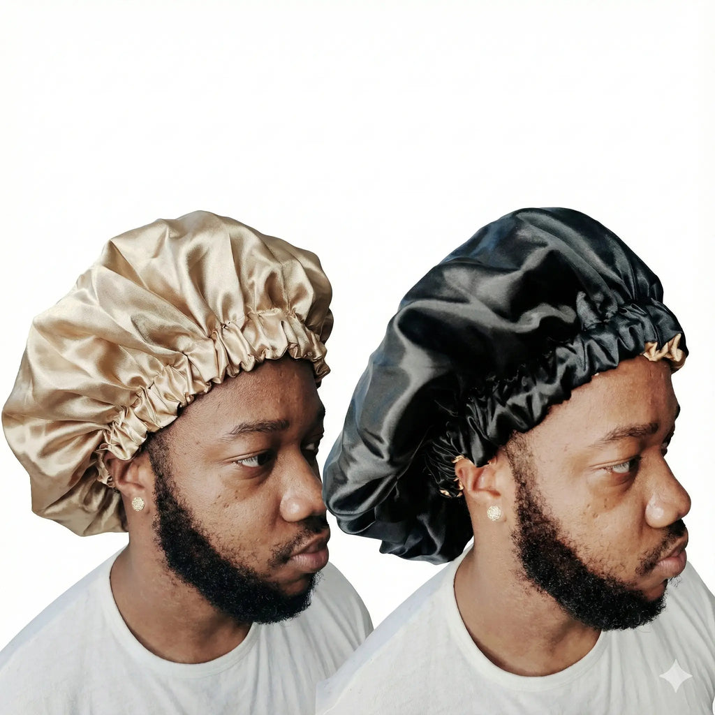 Bonnet_Satin_R_versible_Epais_Day_Night_Noir_Beige_Champagne_Grand_Volume_Unisexe - Afro Locks Shop