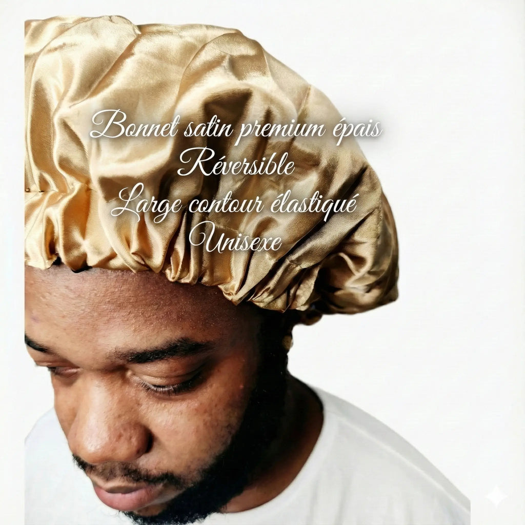 Bonnet_Satin_R_versible_Epais_Day_Night_Noir_Beige_Champagne_Grand_Volume_Unisexe_2 - Afro Locks Shop