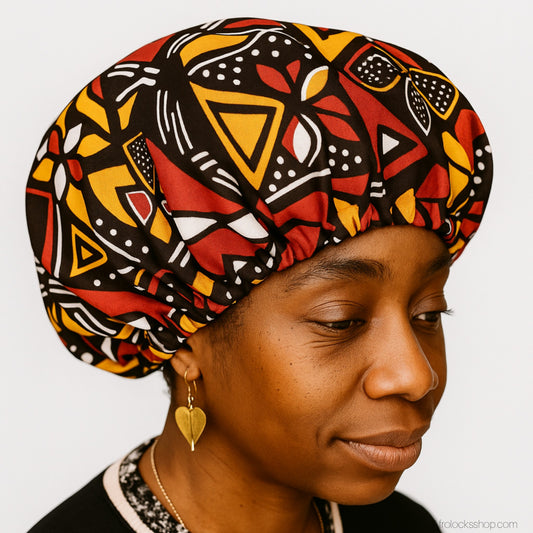 Bonnet africain wax épais doublé satin – 3 coloris – Protection & confort anti-frisottis