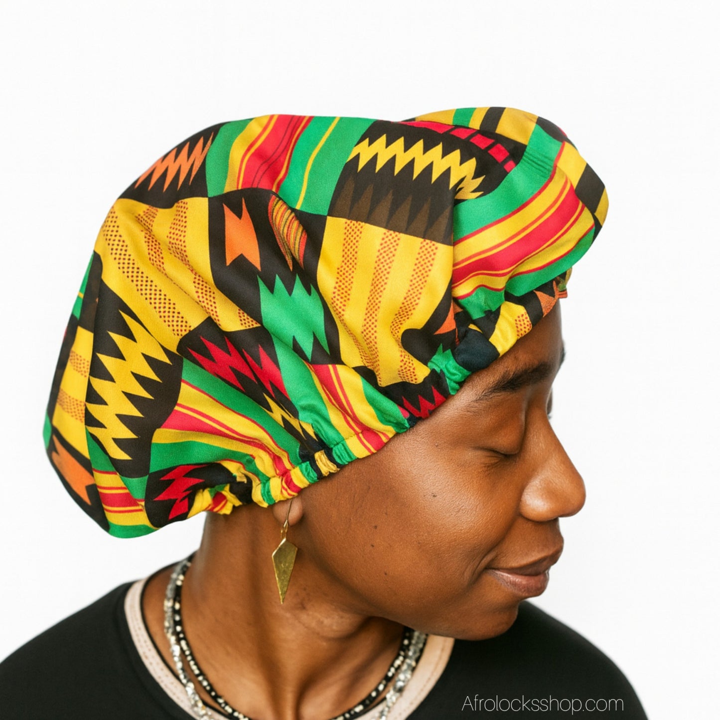 Bonnet africain wax épais doublé satin – 3 coloris – Protection & confort anti-frisottis