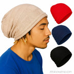 Bonnet_beanie_slouchy_noir_bleu_rouge_beige_2 - Afro Locks Shop