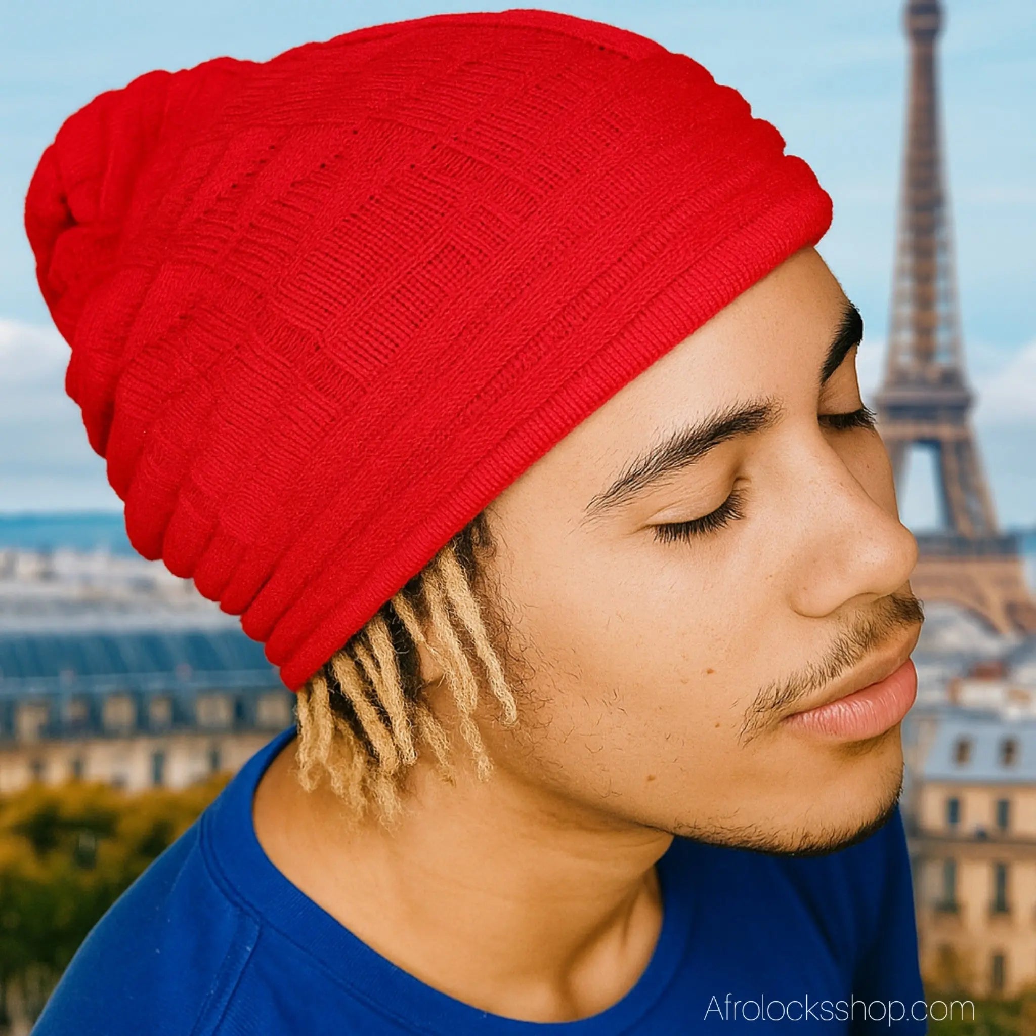 Bonnet_beanie_slouchy_noir_bleu_rouge_beige_5 - Afro Locks Shop