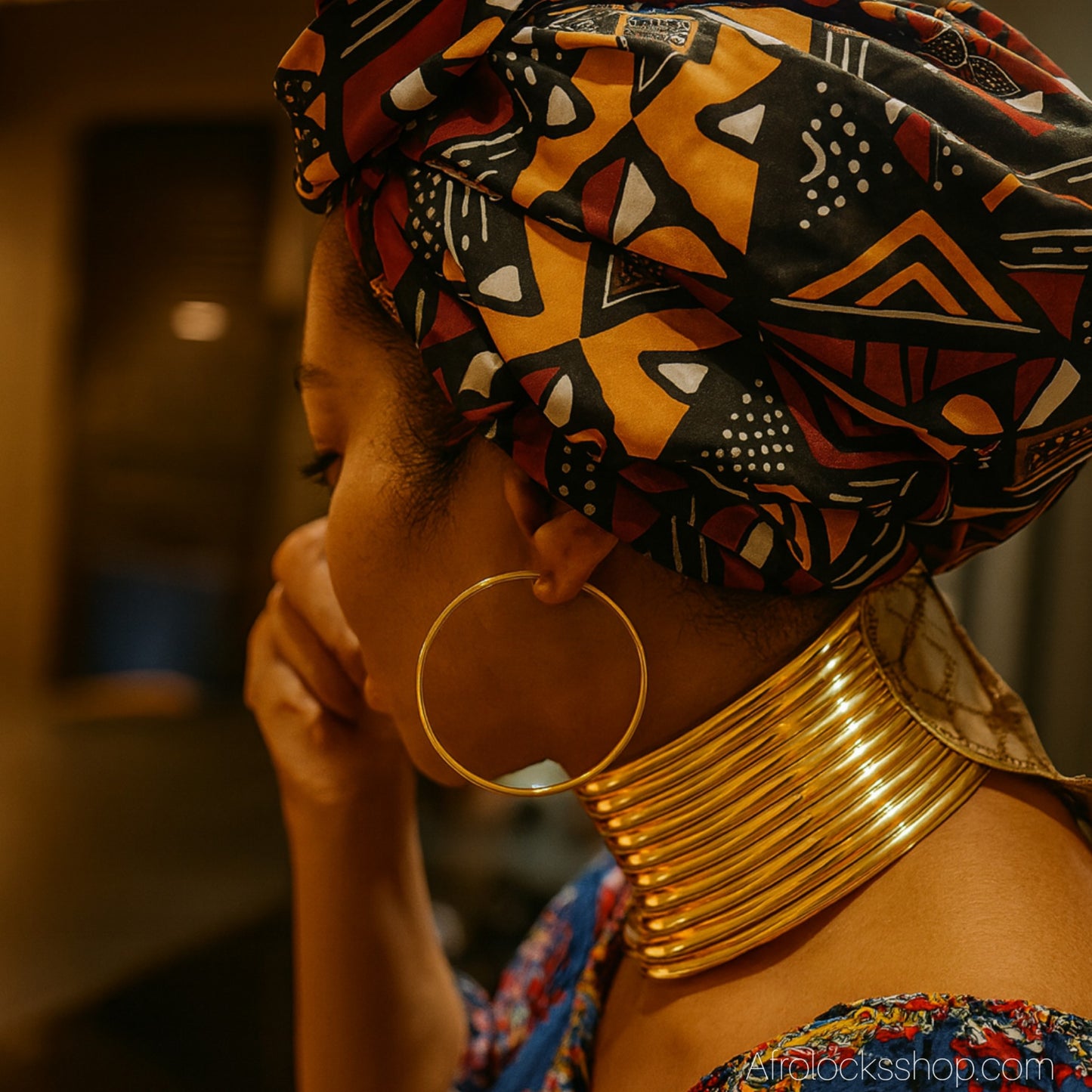 Turban fleur - satin imprimé wax – taille unique (9 coloris)