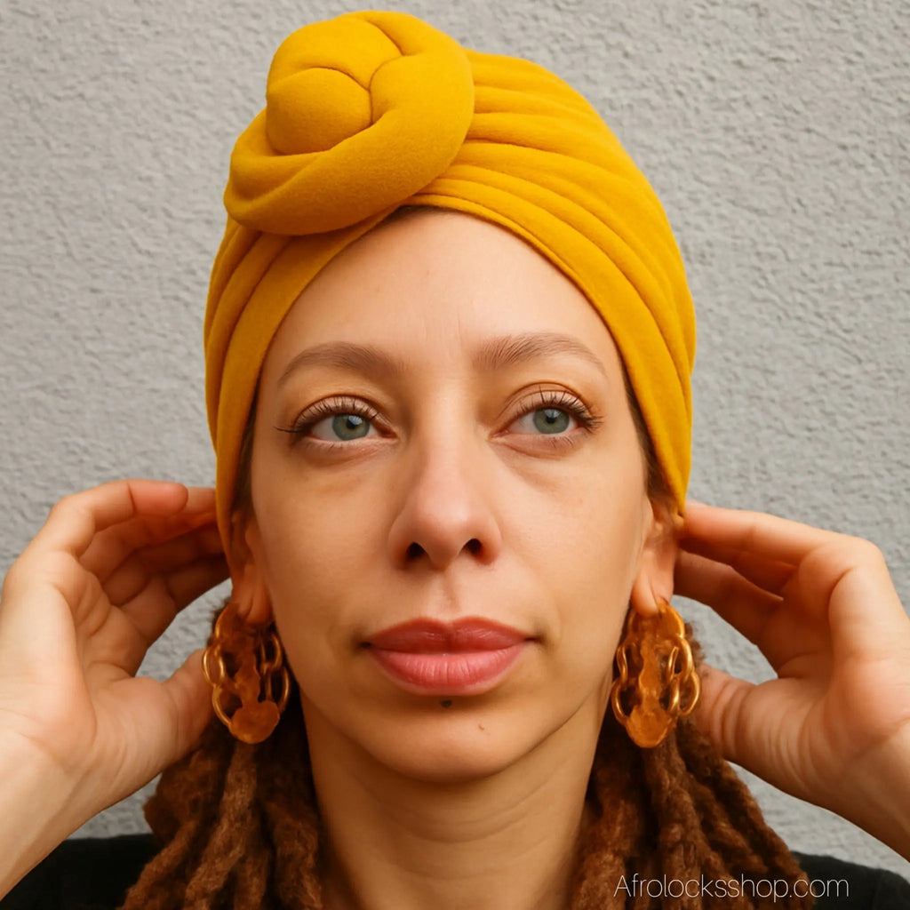 Bonnet_turban_pre_attache_imprimes_unis_et_wax - Afro Locks Shop