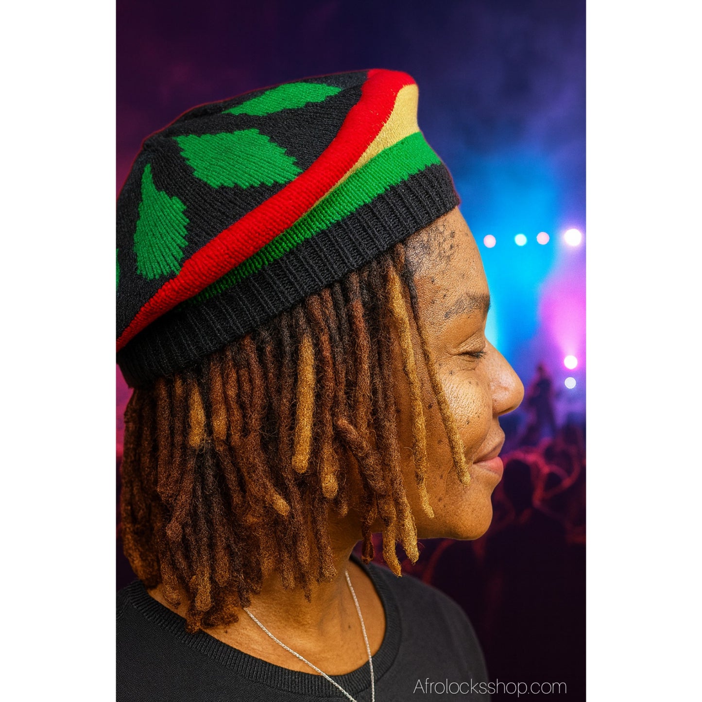 Bonnet rasta tricoté – Acrylique léger – Unisexe, taille unique