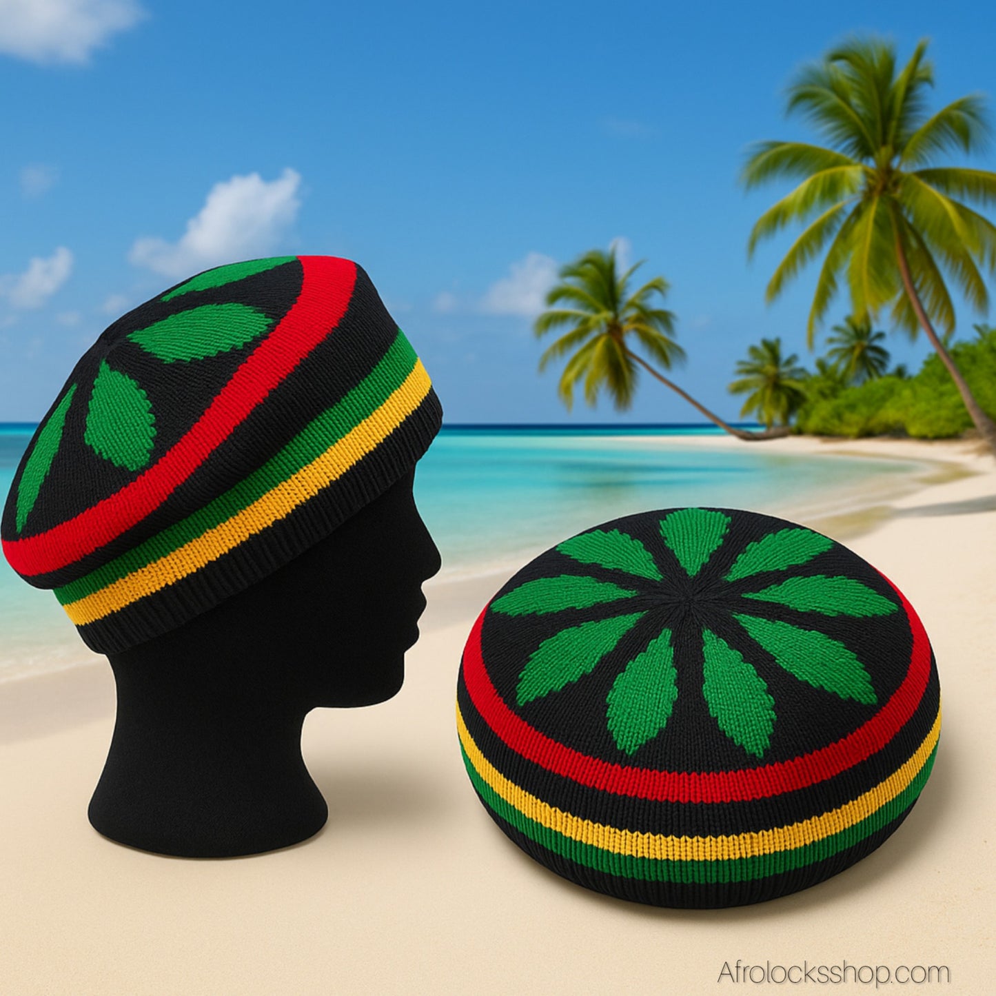 Bonnet rasta tricoté – Acrylique léger – Unisexe, taille unique