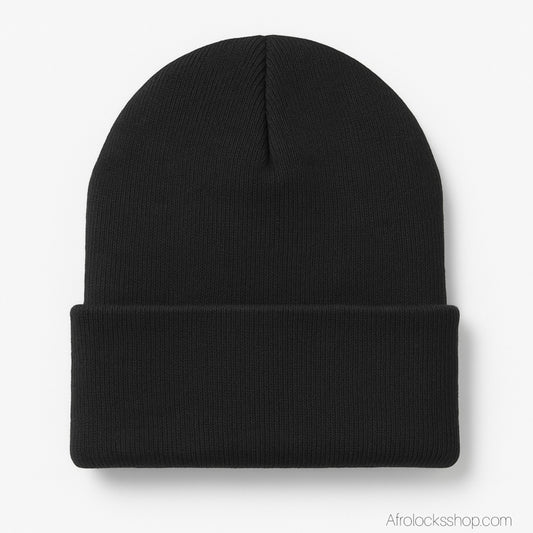 Bonnet d’hiver doublé satin – noir, stretch, unisexe, taille unique