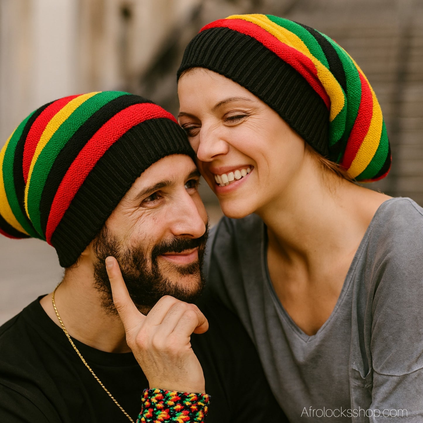 Bonnet rasta tam XL tricoté - grand volume pour cheveux et dreadlocks