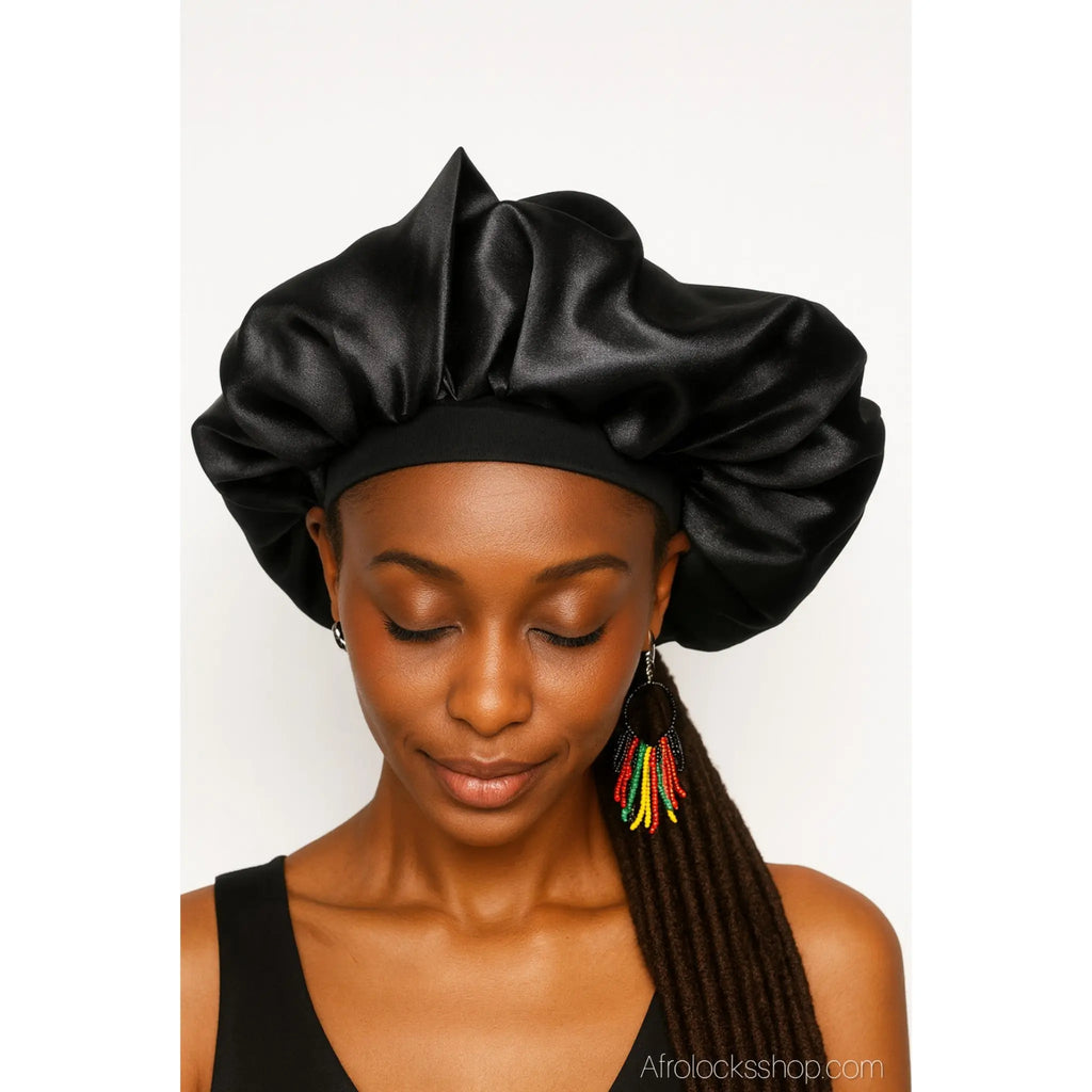 Bonnetsatinnoirbandeelastiquequalitepremium6 - Afro Locks Shop