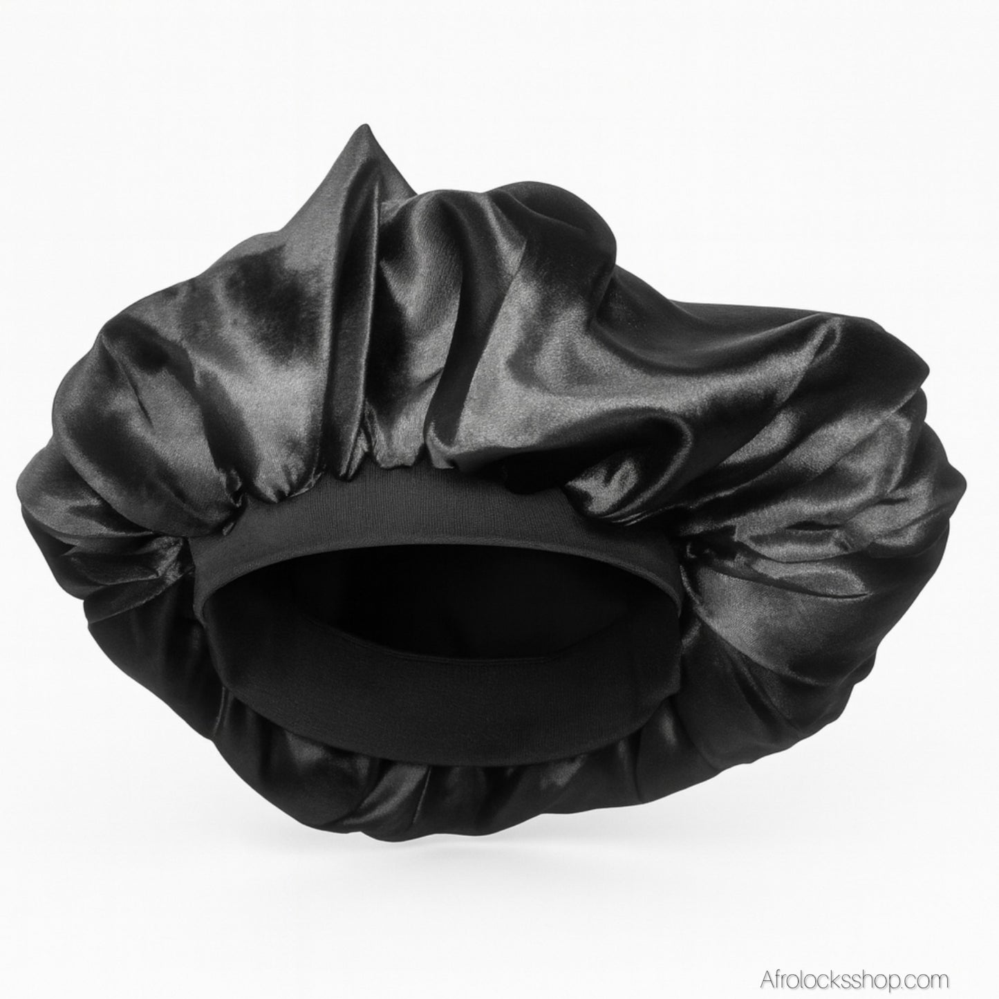 Bonnet en satin noir élastiqué – Confort & protection cheveux anti-frisottis