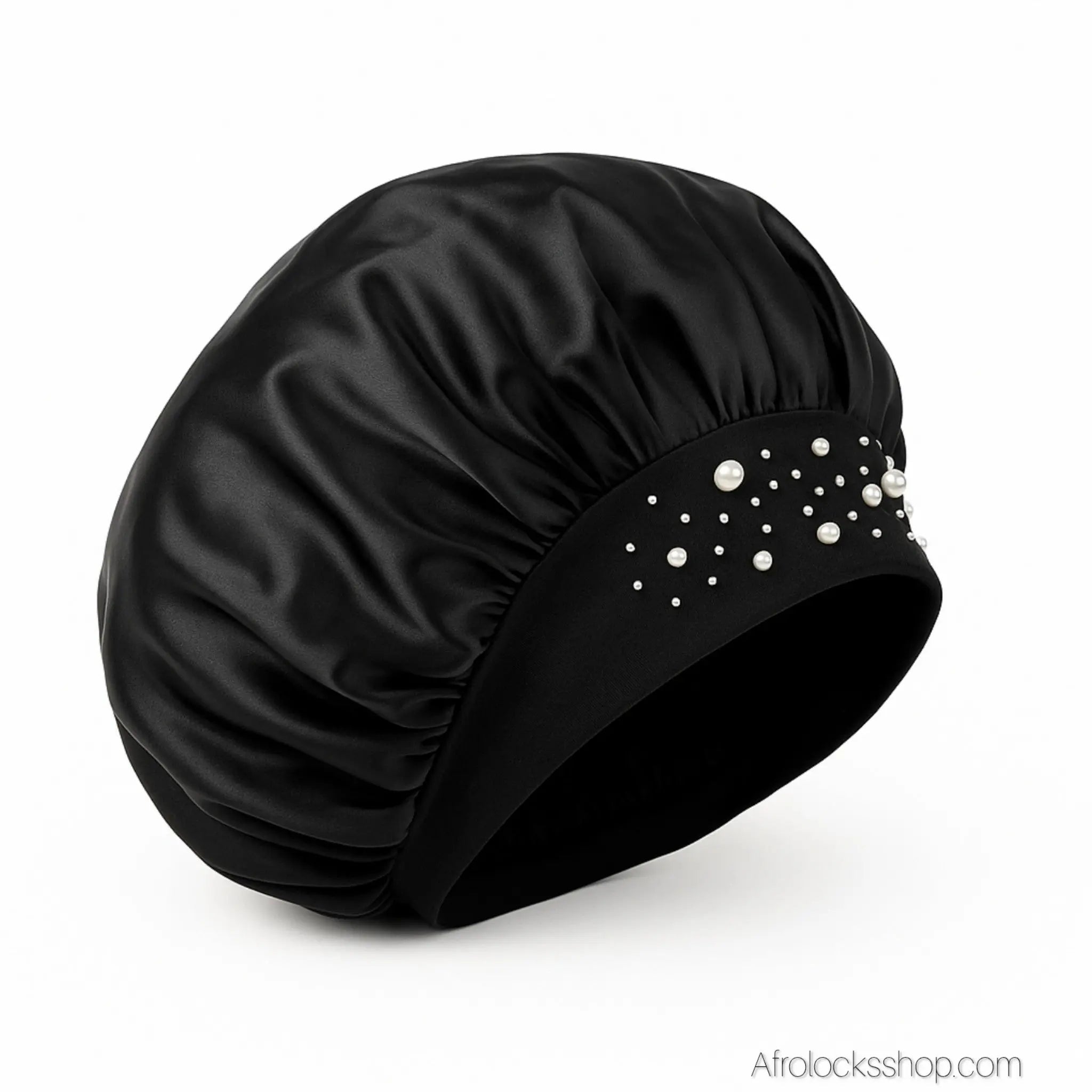 Bonnetsatinnoirstrassextensiblevolumineux7 - Afro Locks Shop