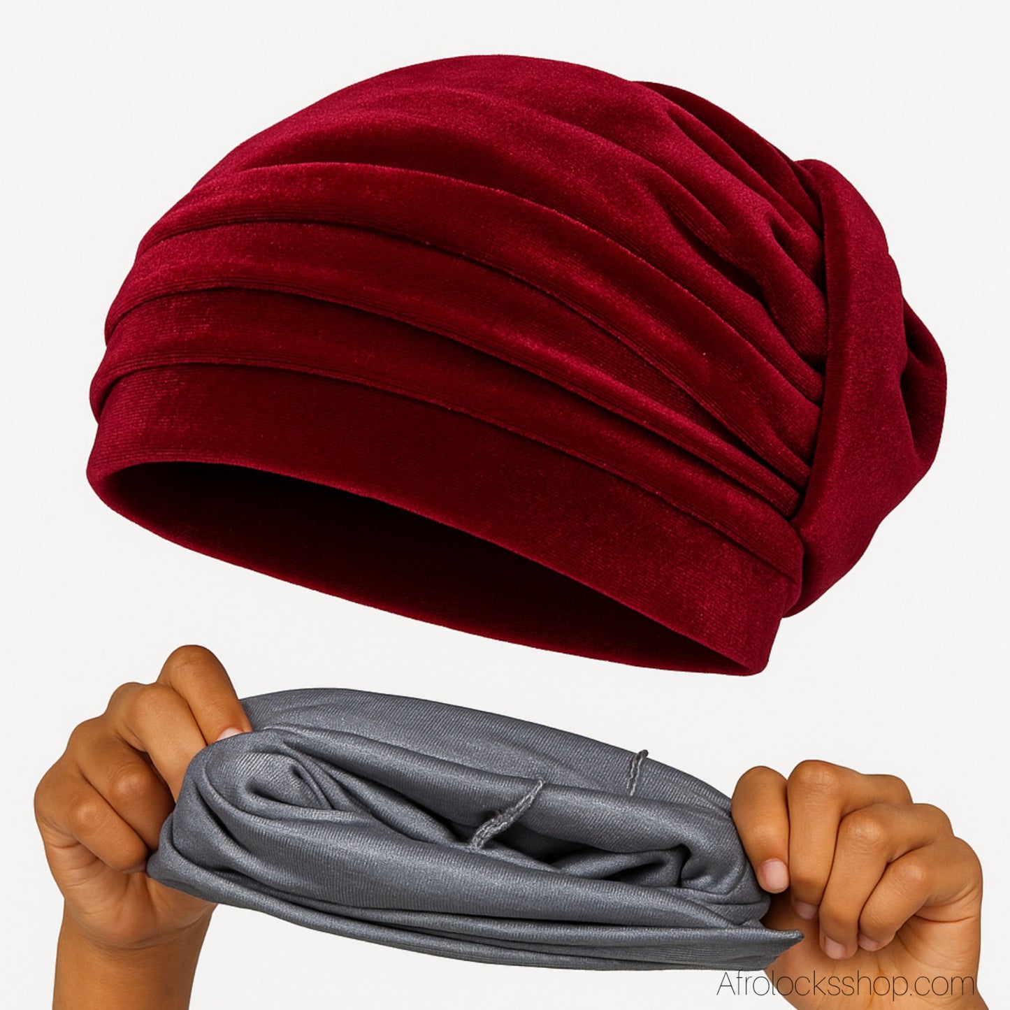 Bonnet velours plissé – intérieur doux (gris ou bordeaux) ✨