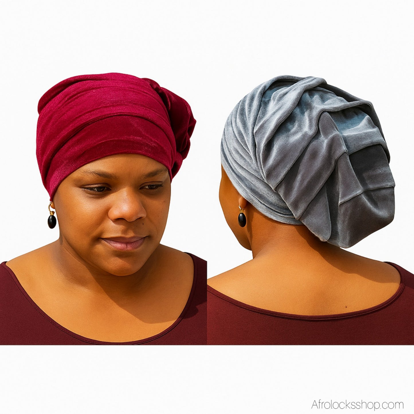 Bonnet velours plissé – intérieur doux (gris ou bordeaux) ✨