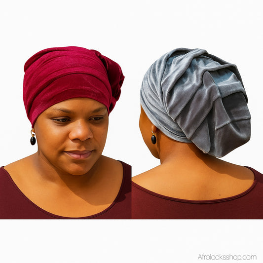 Bonnet velours plissé – intérieur doux (gris ou bordeaux) ✨