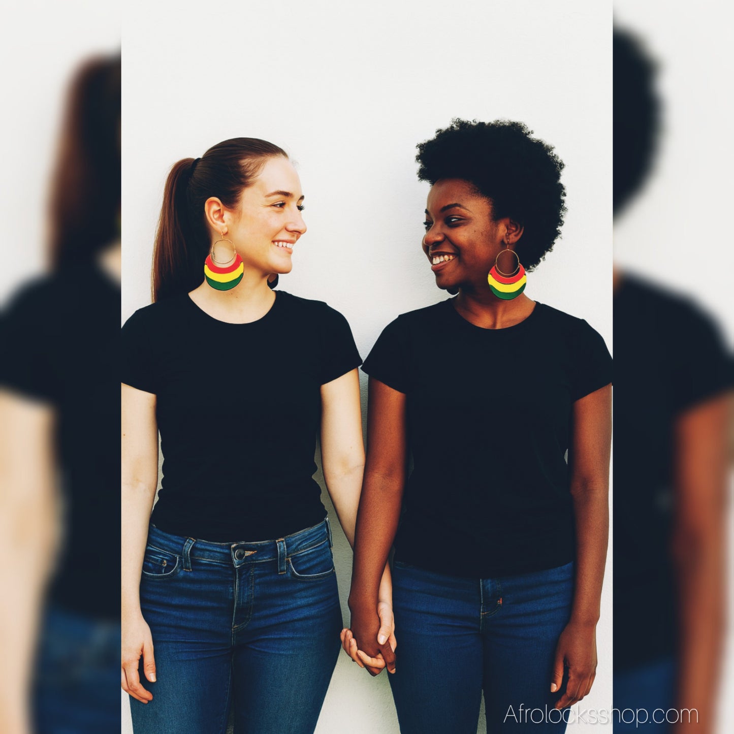 Boucles d’oreilles créoles Rasta –Rouge Jaune Vert –Accessoire reggae afro-caribéen