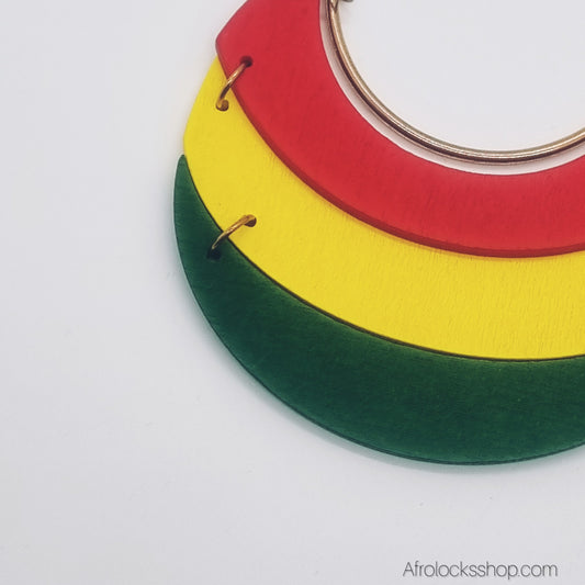 Boucles d’oreilles créoles Rasta –Rouge Jaune Vert –Accessoire reggae afro-caribéen