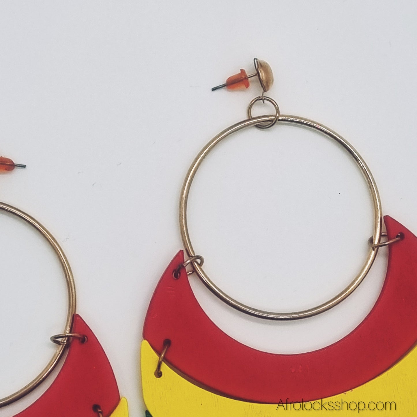 Boucles d’oreilles créoles Rasta –Rouge Jaune Vert –Accessoire reggae afro-caribéen