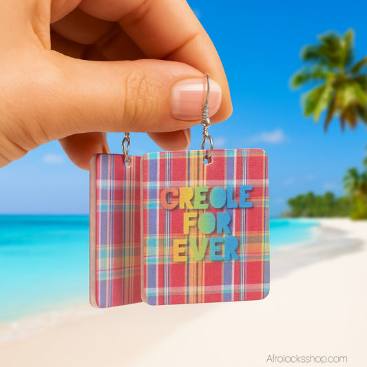 Boucles d’oreilles “CREOLE FOR EVER” – édition AfroLocksShop – 6×5 cm