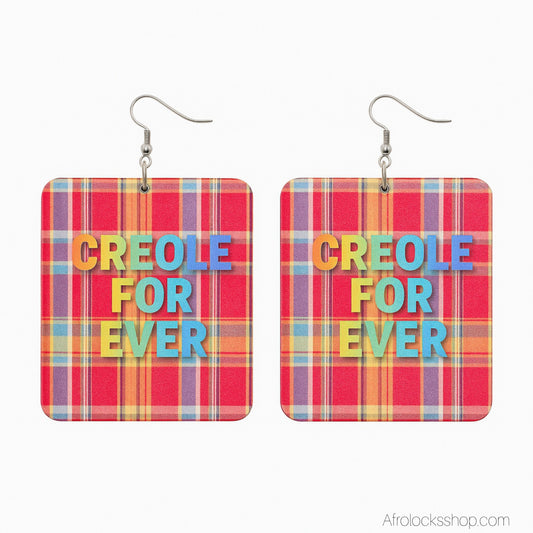 Boucles d’oreilles “CREOLE FOR EVER” – édition AfroLocksShop – 6×5 cm