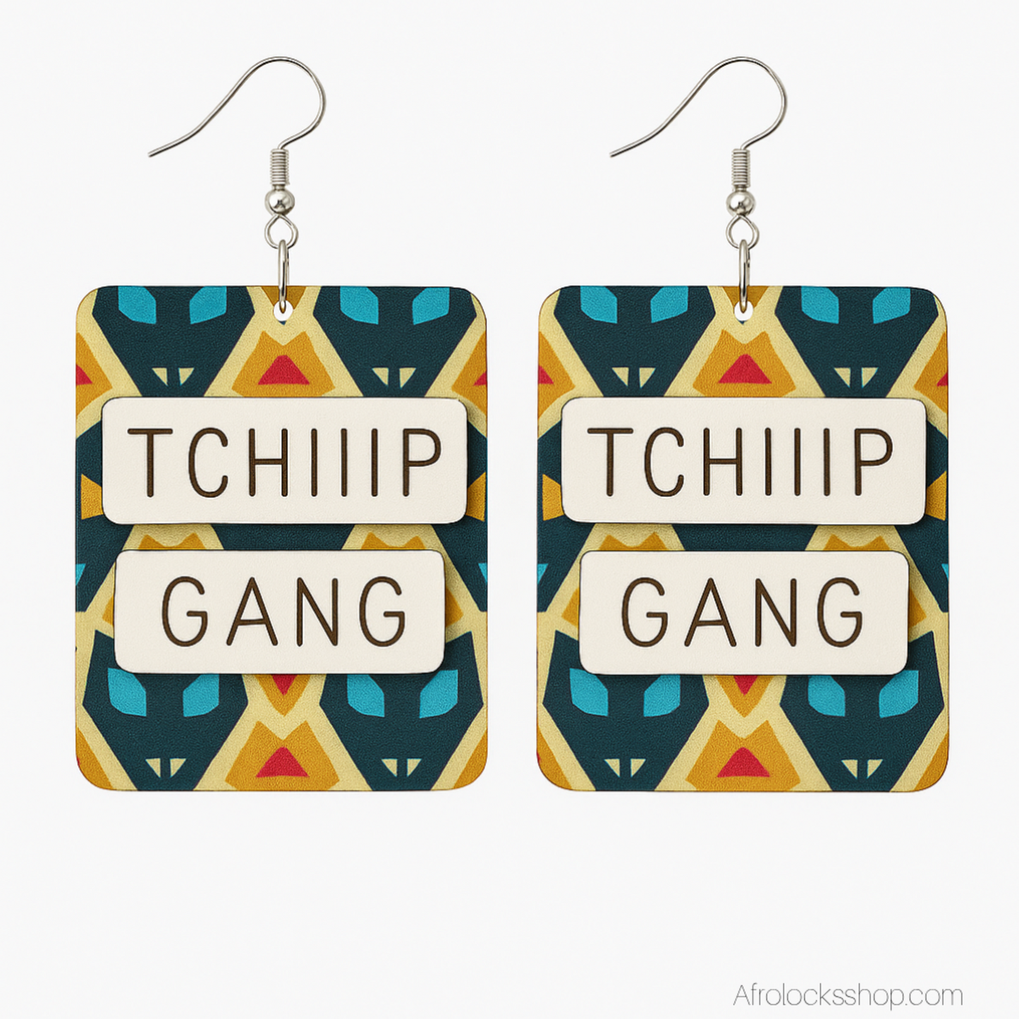 Boucles d’oreilles “TCHIIIP GANG” – grand format léger (6×5 cm)