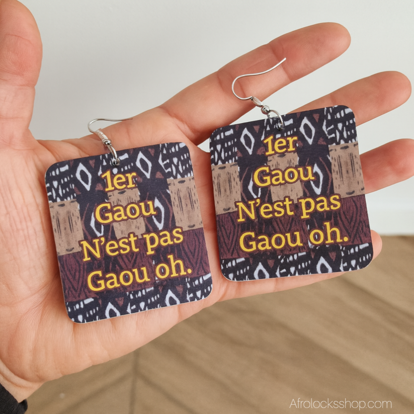Boucles « 1er Gaou n’est pas Gaou oh » – design AfroLocksShop – 5×6 cm 🎶