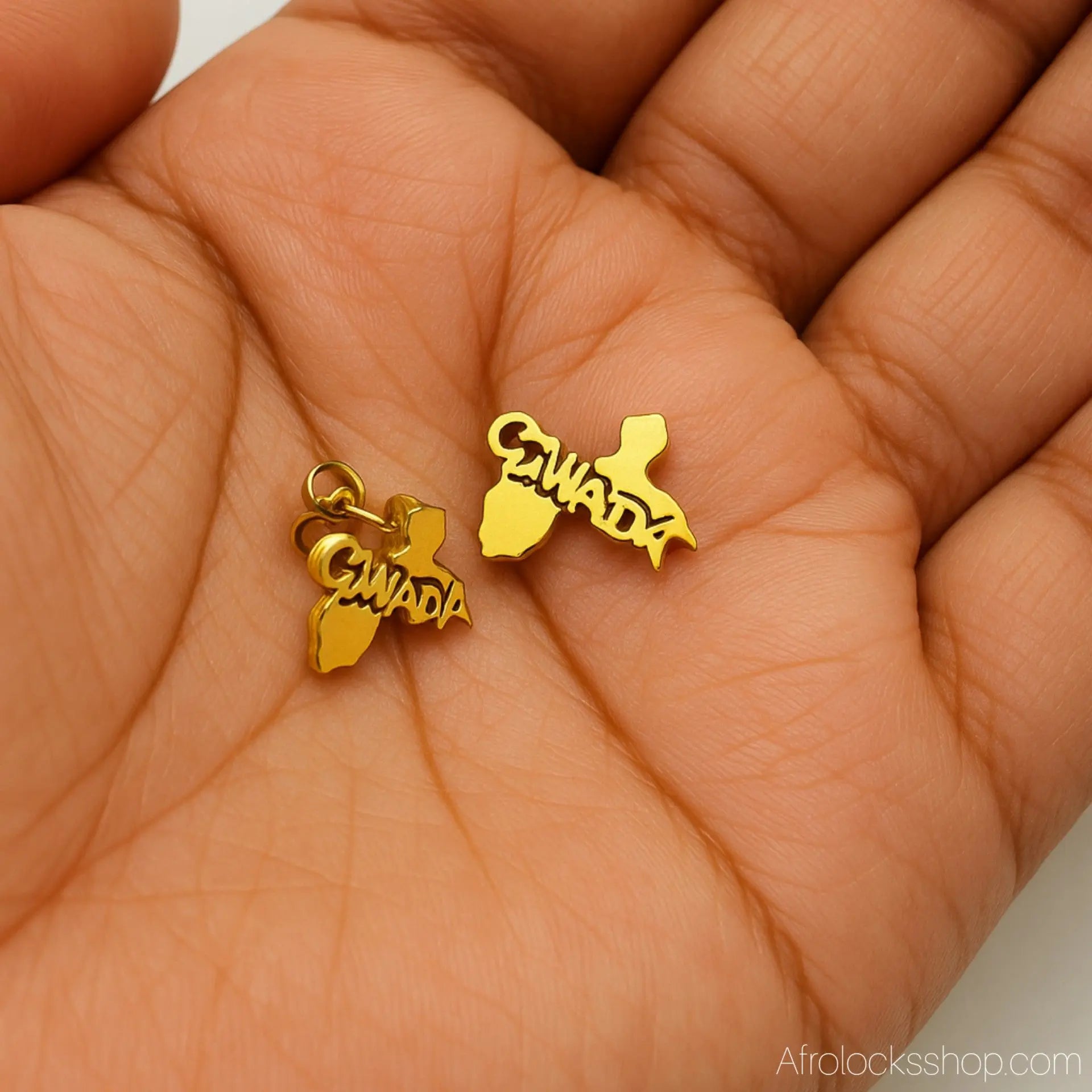 Boucles-d-oreilles-guadeloupe-acier-dore - Afro Locks Shop