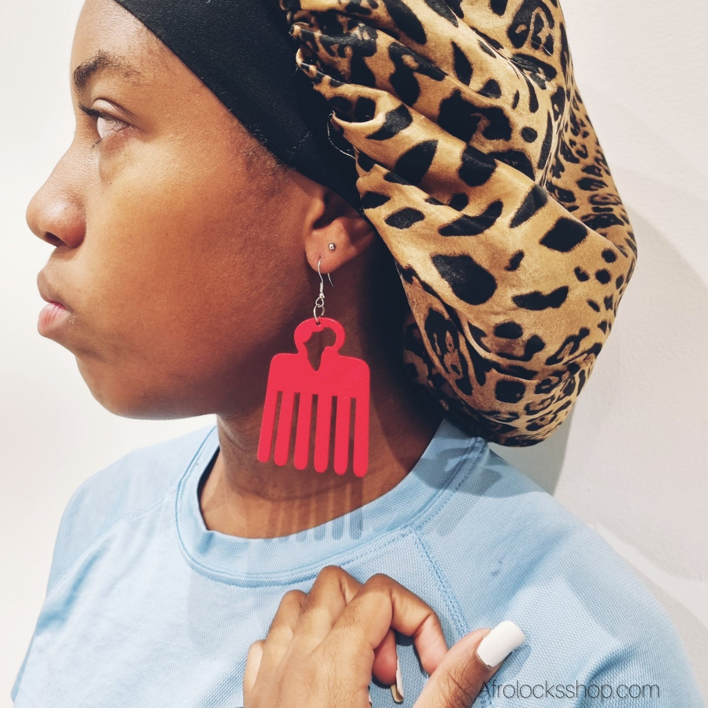 Boucles d’oreilles « Peigne Afro » en bois – découpe Afrique & style Adinkra – 6 cm – 6 couleurs – légères