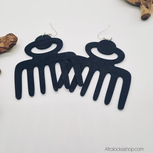 Boucles Duafe en bois - peigne afro Adinkra - légères (10 g), 8x8 cm - 3 coloris