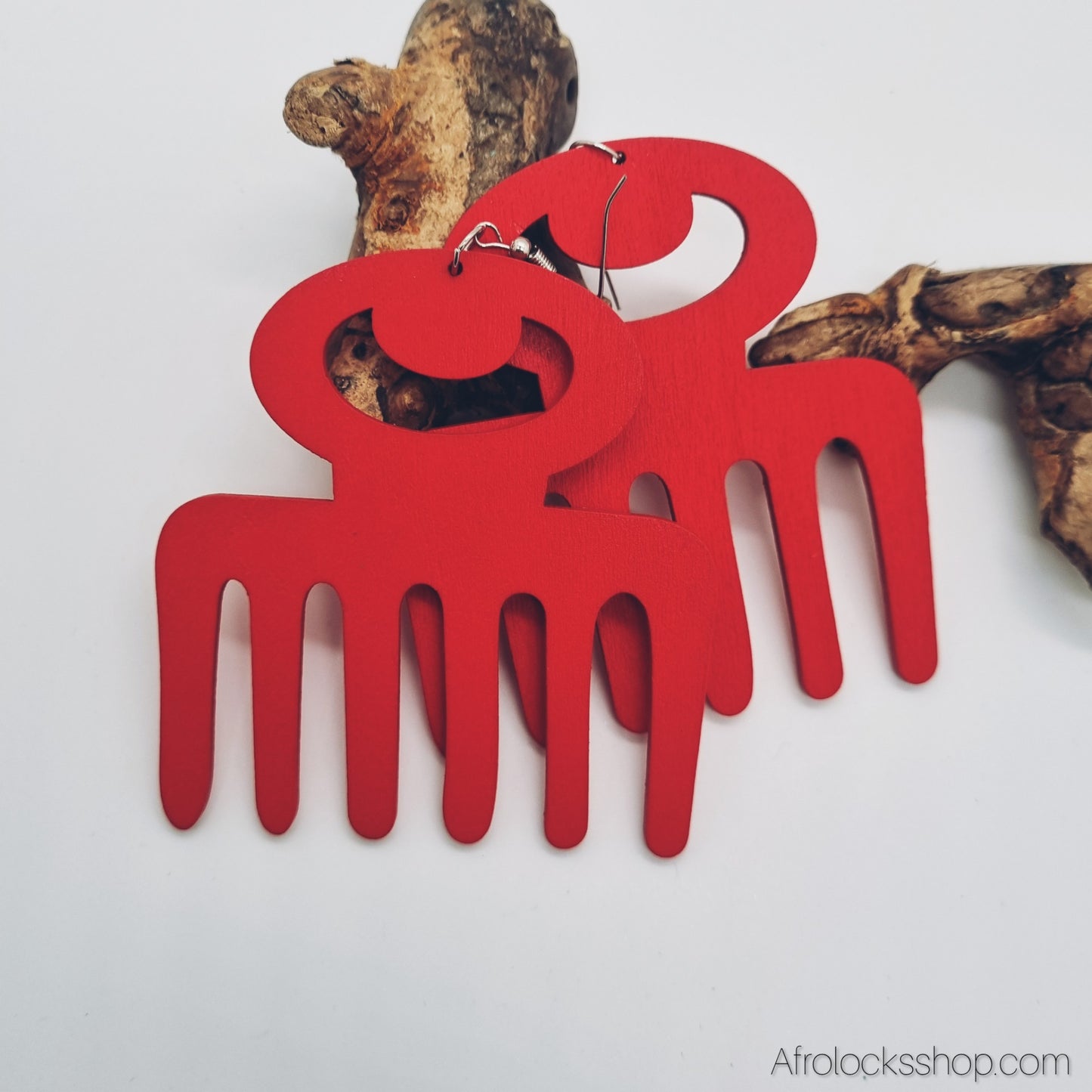 Boucles Duafe en bois - peigne afro Adinkra - légères (10 g), 8x8 cm - 3 coloris