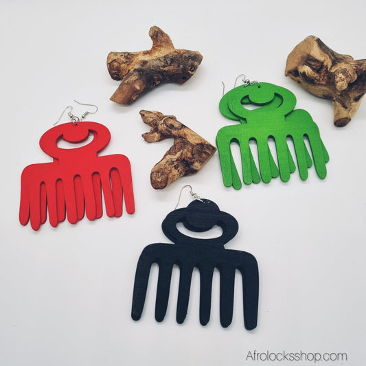 Boucles Duafe en bois - peigne afro Adinkra - légères (10 g), 8x8 cm - 3 coloris