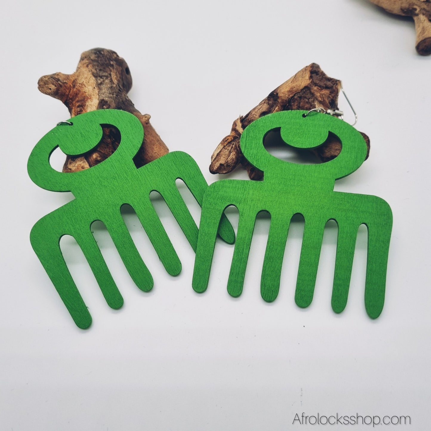 Boucles Duafe en bois - peigne afro Adinkra - légères (10 g), 8x8 cm - 3 coloris