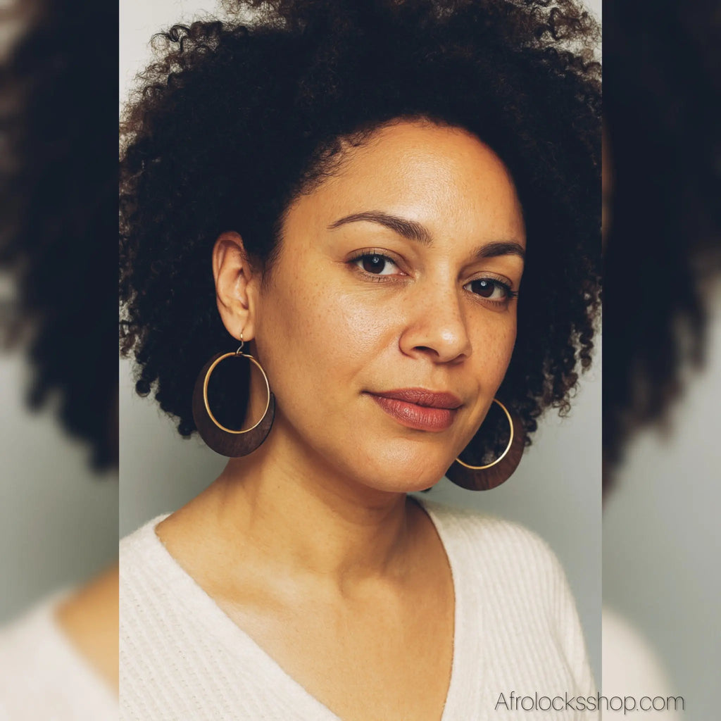Boucles_XL_bois_et_anneaux_dores_2 - Afro Locks Shop