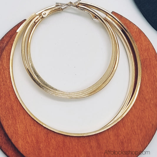 Boucles XXL bois & anneau doré – 3 coloris (Ø 8 cm, légères)