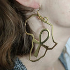 Boucles_d_Oreilles_Carte_Afrique_Croix_Ankh_Or_-_Acier_Inoxydable_7_cm - Afro Locks Shop
