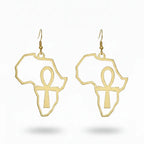 Boucles_d_Oreilles_Carte_Afrique_Croix_Ankh_Or_-_Acier_Inoxydable_7_cm_3 - Afro Locks Shop