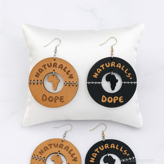 Boucles d’oreilles en bois « Naturally Dope » – grandes 8 cm, ultra légères – Noir ou Naturel 🌍