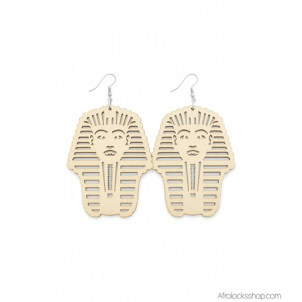 Boucles_d_oreilles_bois_pharaon_toutankhamon - Afro Locks Shop