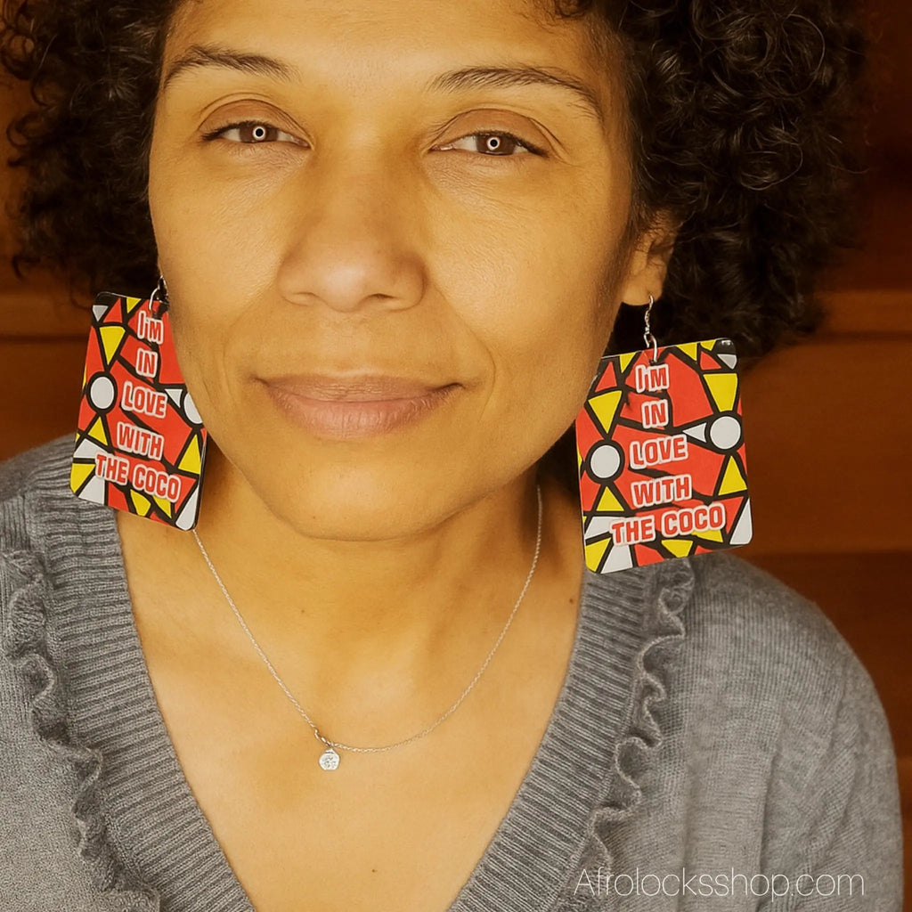 Boucles_d_oreilles_rectangle_uniques_I_m_in_love_2 - Afro Locks Shop