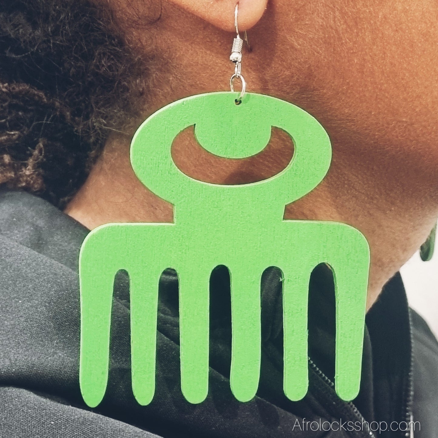 Boucles Duafe en bois - peigne afro Adinkra - légères (10 g), 8x8 cm - 3 coloris