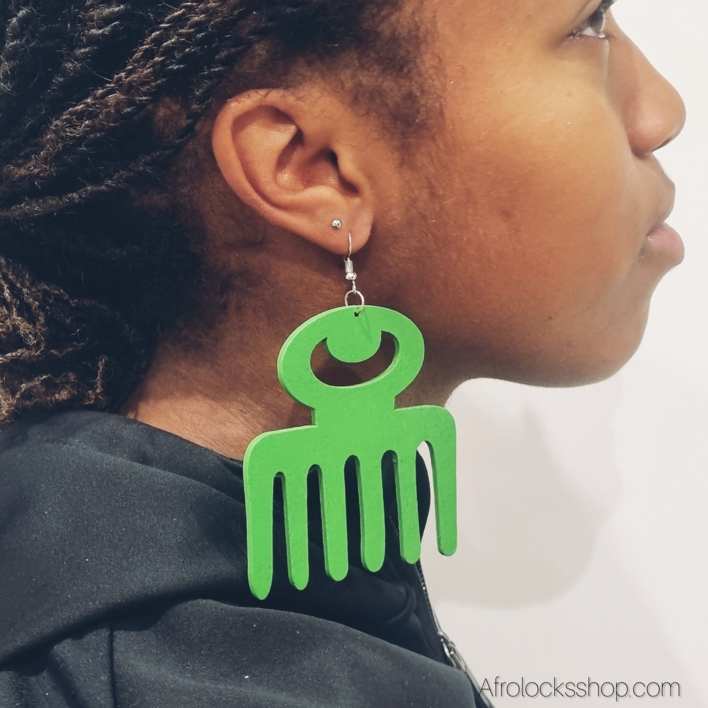 Boucles Duafe en bois - peigne afro Adinkra - légères (10 g), 8x8 cm - 3 coloris