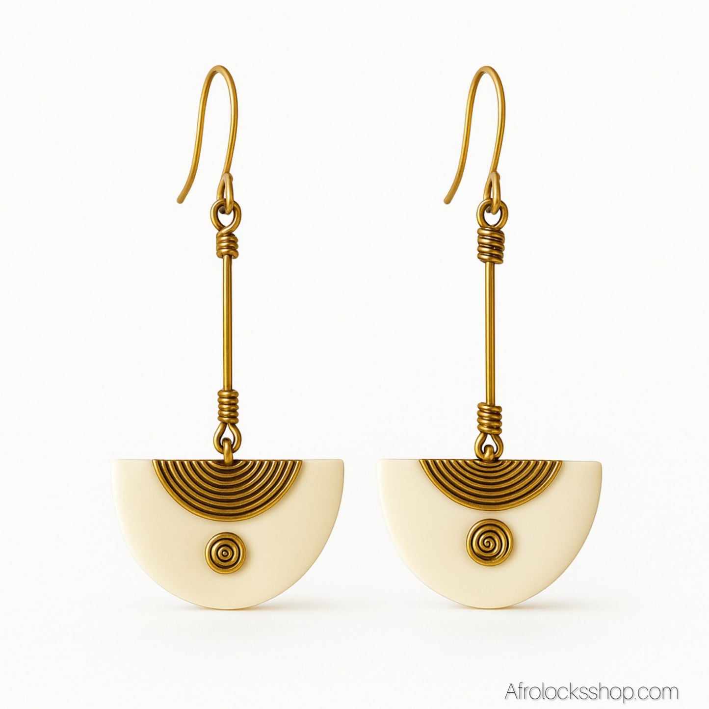 Boucles Kenya – laiton & os, longues 10 cm