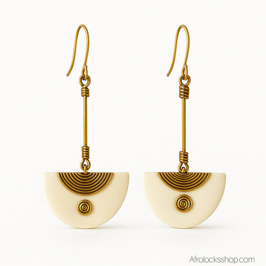 Boucles Kenya – laiton & os, longues 10 cm