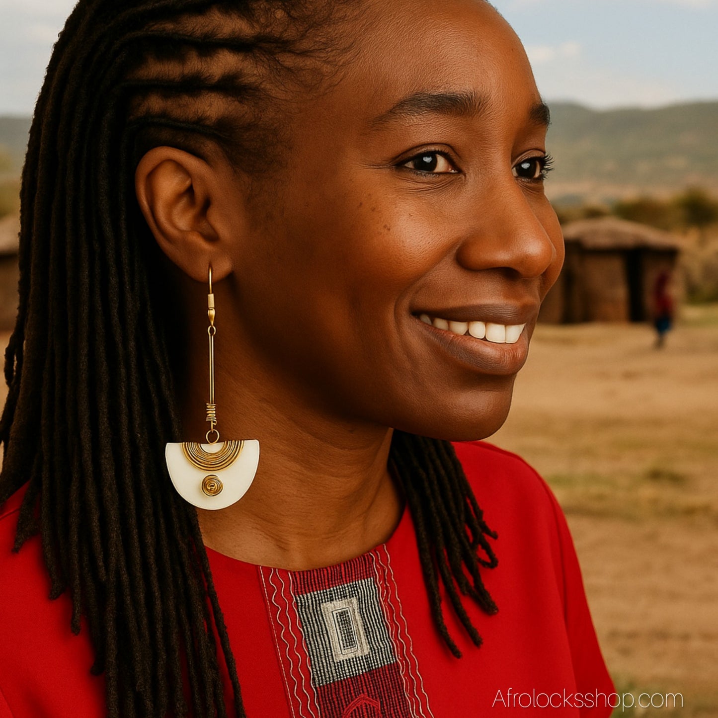 Boucles Kenya – laiton & os, longues 10 cm