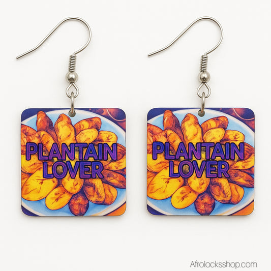 Boucles d’oreilles « Plantain Lover » – grand format 5×6 cm (bois & métal)