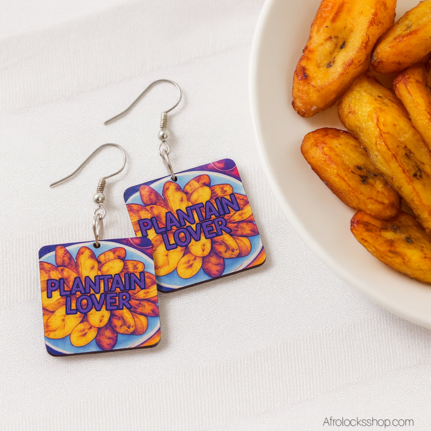 Boucles d’oreilles « Plantain Lover » – grand format 5×6 cm (bois & métal)