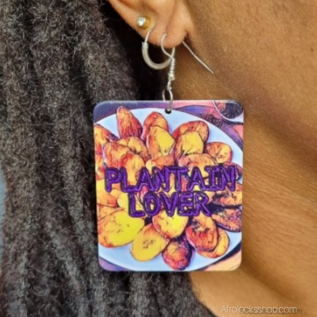 Boucles d’oreilles « Plantain Lover » – grand format 5×6 cm (bois & métal)