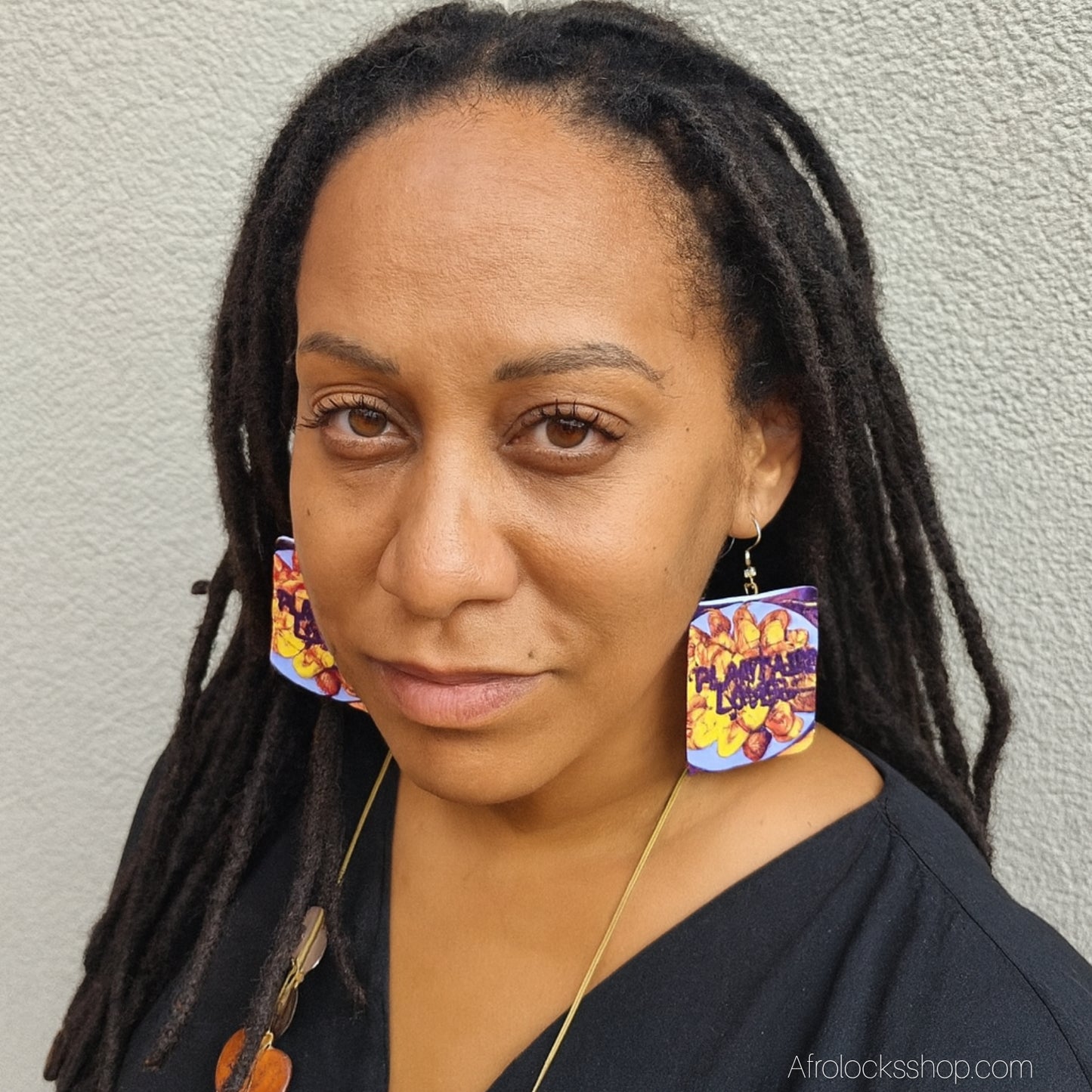 Boucles d’oreilles « Plantain Lover » – grand format 5×6 cm (bois & métal)