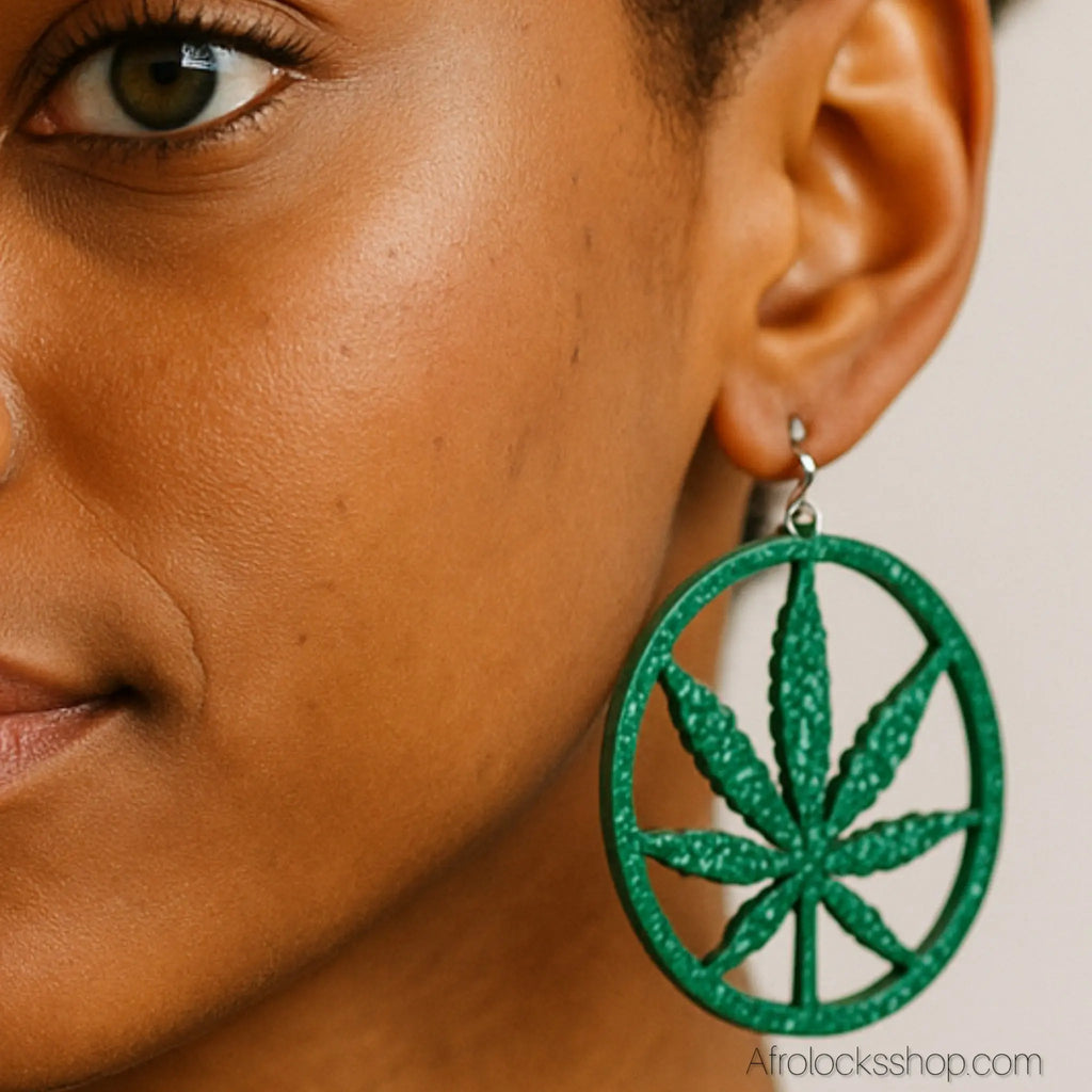 Bouclesd_oreillesfeuillesvertespailletees1 - Afro Locks Shop