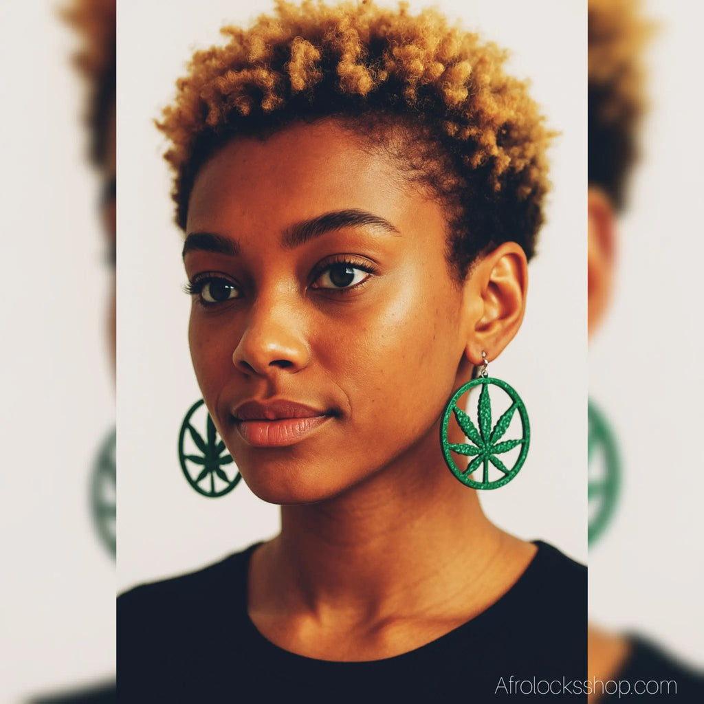 Bouclesd_oreillesfeuillesvertespailletees2 - Afro Locks Shop