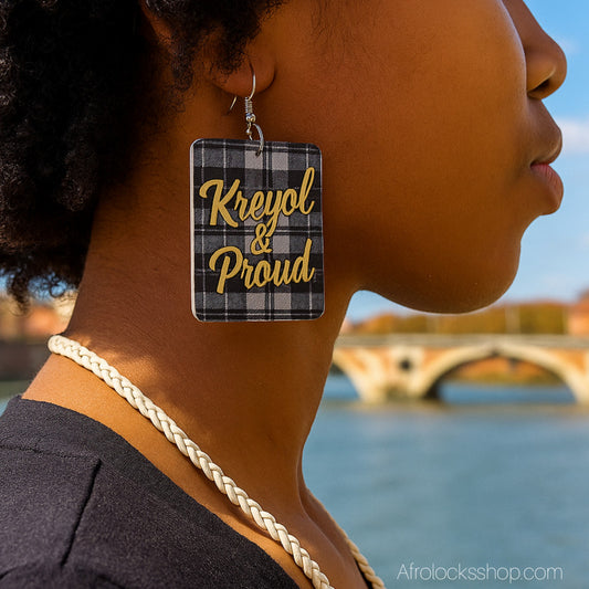 Boucles d’oreilles « Kreyol & Proud » – design exclusif AfroLocksShop 🔥
